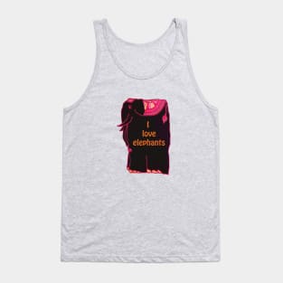Fanciful black elephant wearing colorful blanket - for those who say I Love Elephants. Tank Top